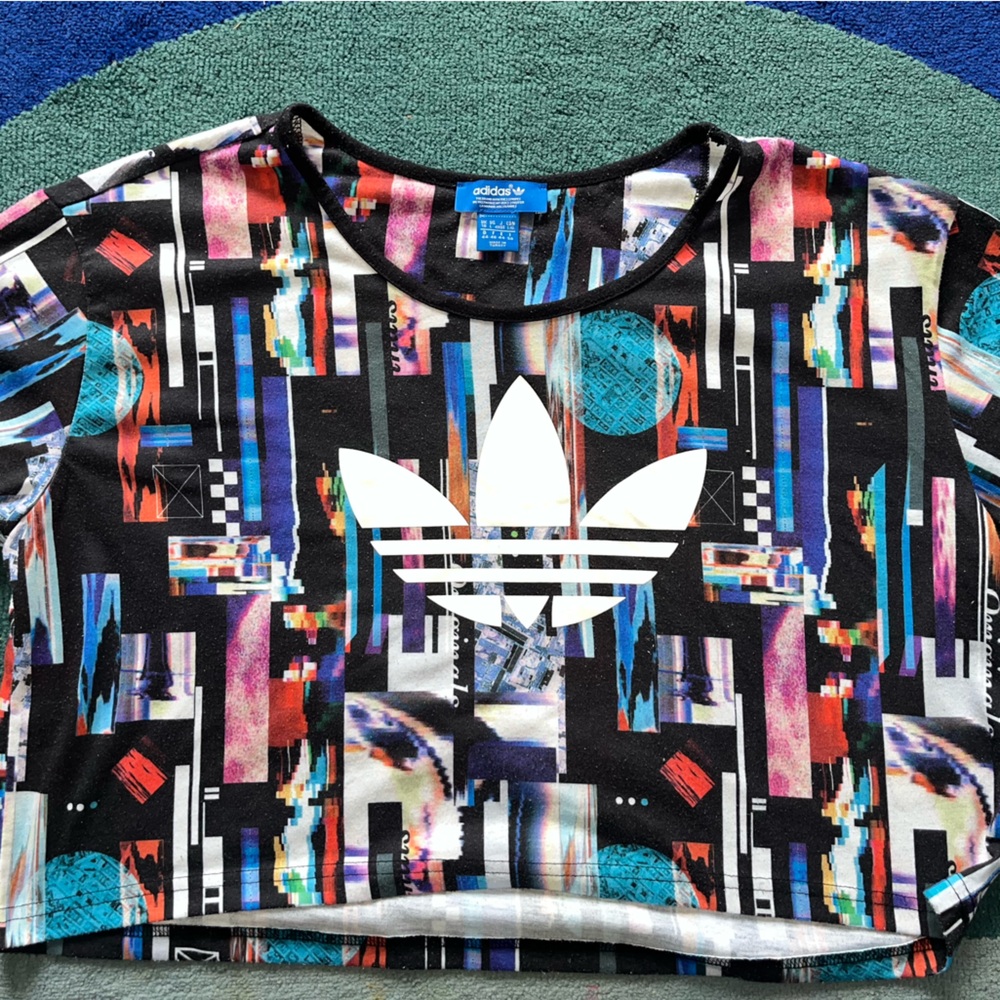 adidas Multicolor Abstract Stripe Swim Trunks with White Logo